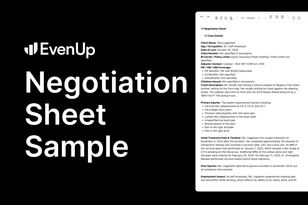 Settlement Negotiations Example