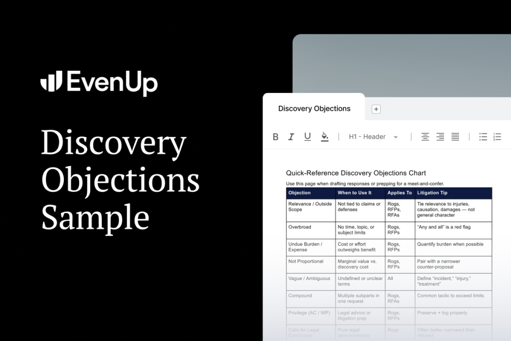 Discovery Objections Cheat Sheet for Plaintiff Attorneys